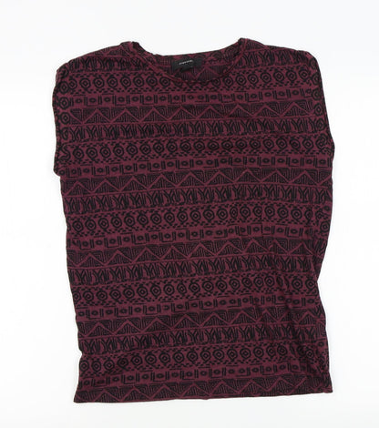 Additional front view of Atmosphere women’s red fair isle basic t-shirt, size UK 10
