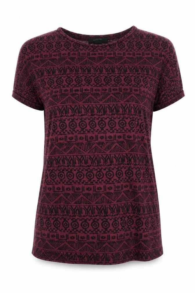 Atmosphere Womens Red Fair Isle  Basic T-Shirt Size 10