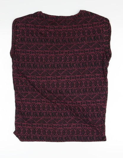 Back view of Atmosphere women’s red fair isle basic t-shirt, size UK 10