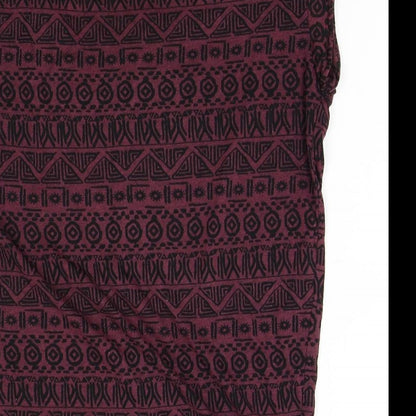 Brand and care label for Atmosphere women’s red fair isle basic t-shirt, size UK 10