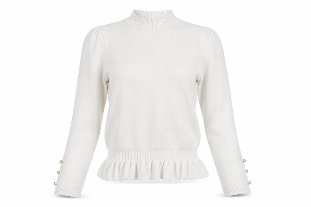 Mademoiselle Womens White   Pullover Jumper Size S