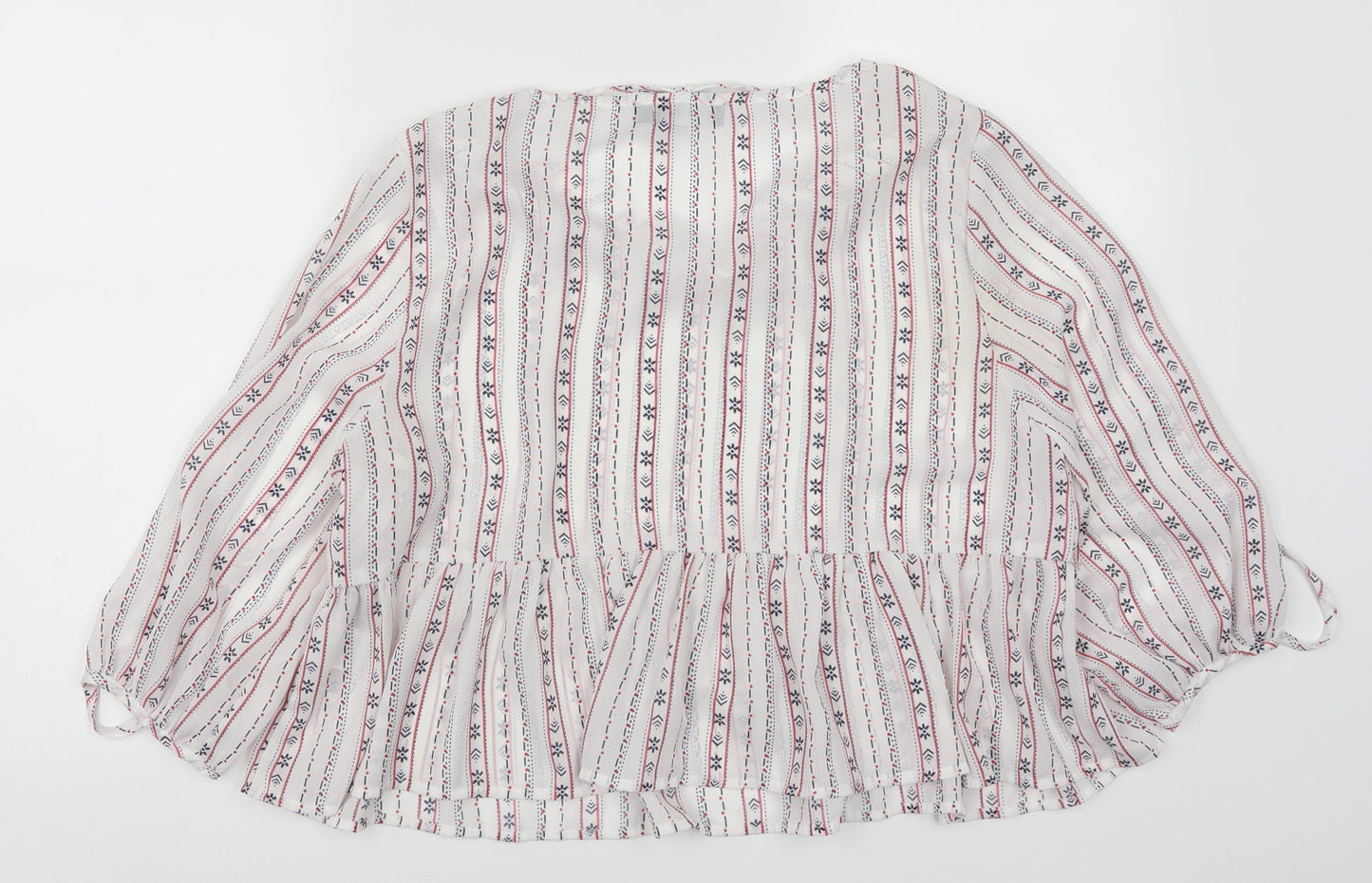 PRETTYLITTLETHING Womens White Geometric  Basic Blouse Size 8