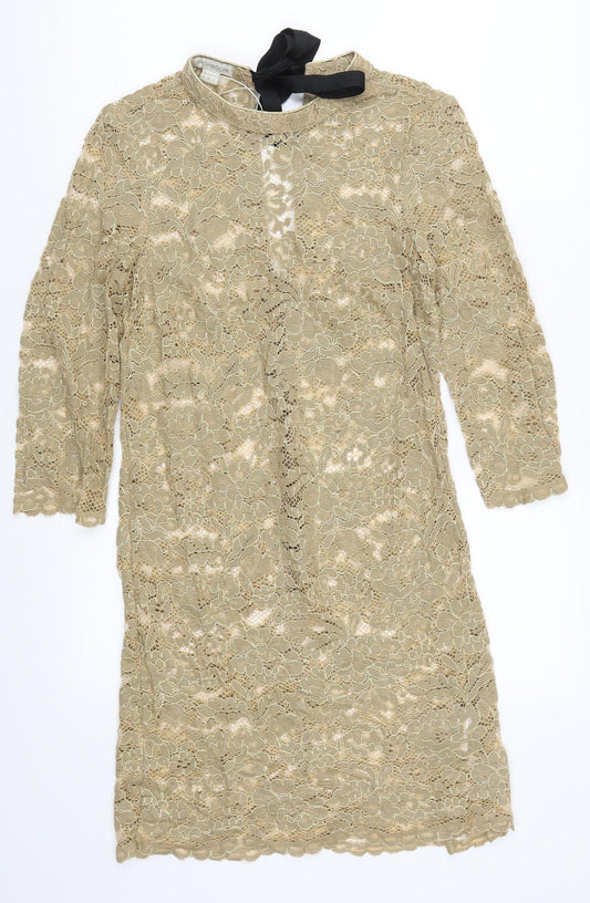 Monsoon Womens Beige  Lace A-Line  Size 8