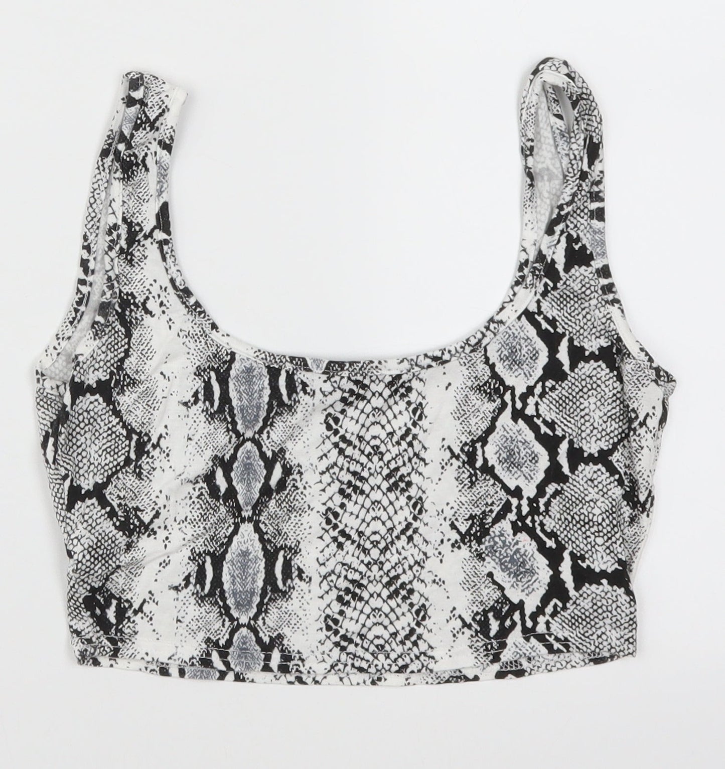 PRETTYLITTLETHING Womens Grey Animal Print  Cropped Tank Size 8