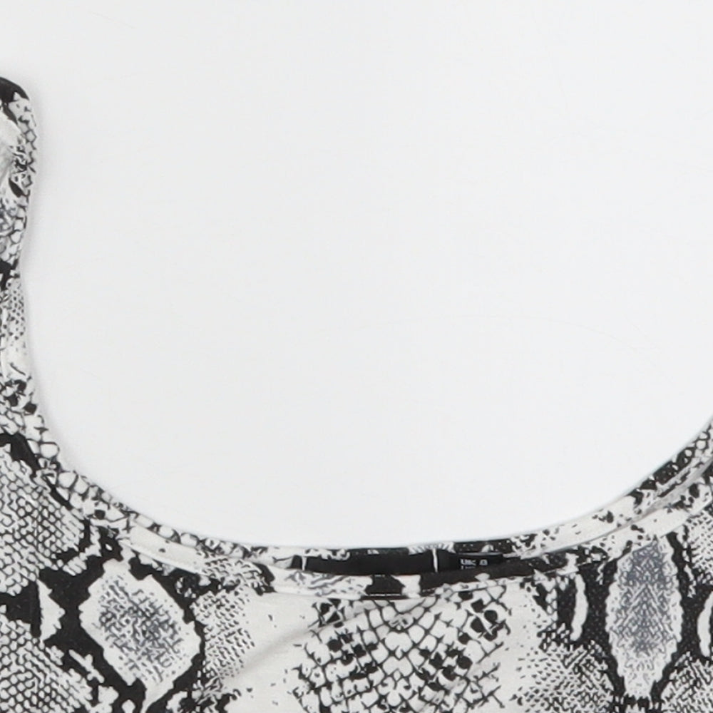 PRETTYLITTLETHING Womens Grey Animal Print  Cropped Tank Size 8