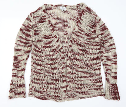 Preloved NEXT Womens Red Striped Knit Cardigan Jumper Size L - Front
