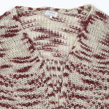 Preloved NEXT Womens Red Striped Knit Cardigan Jumper Size L - Detail