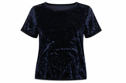 Front view of Atmosphere women’s blue basic t-shirt, size UK 10
