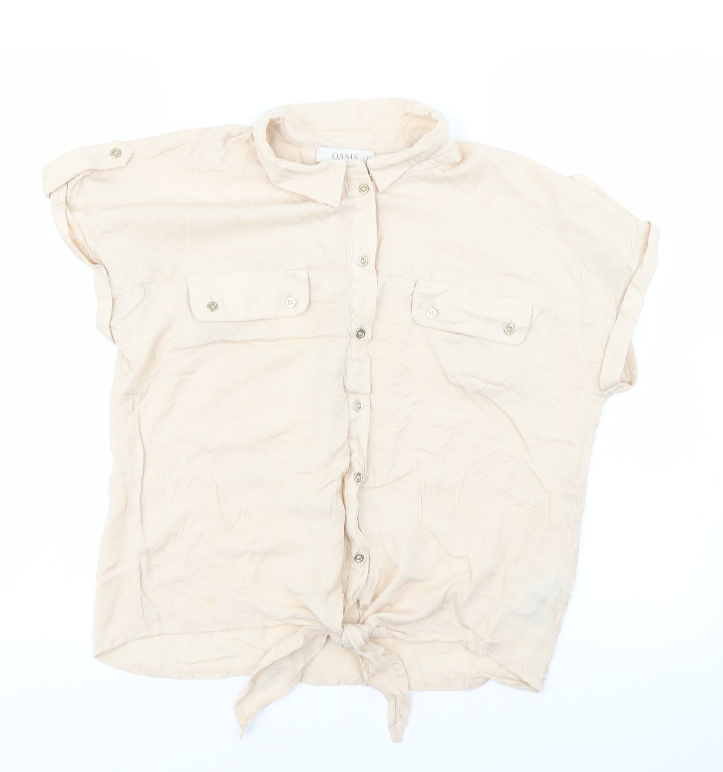 Oasis Womens Beige   Basic Button-Up Size 12