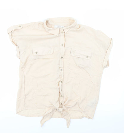 Oasis Womens Beige   Basic Button-Up Size 12