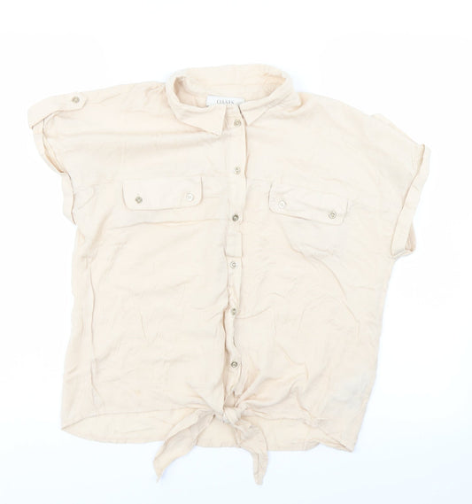 Oasis Womens Beige   Basic Button-Up Size 12