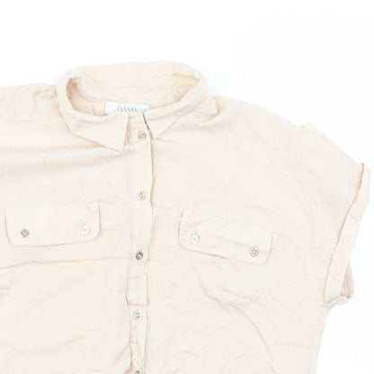 Oasis Womens Beige   Basic Button-Up Size 12