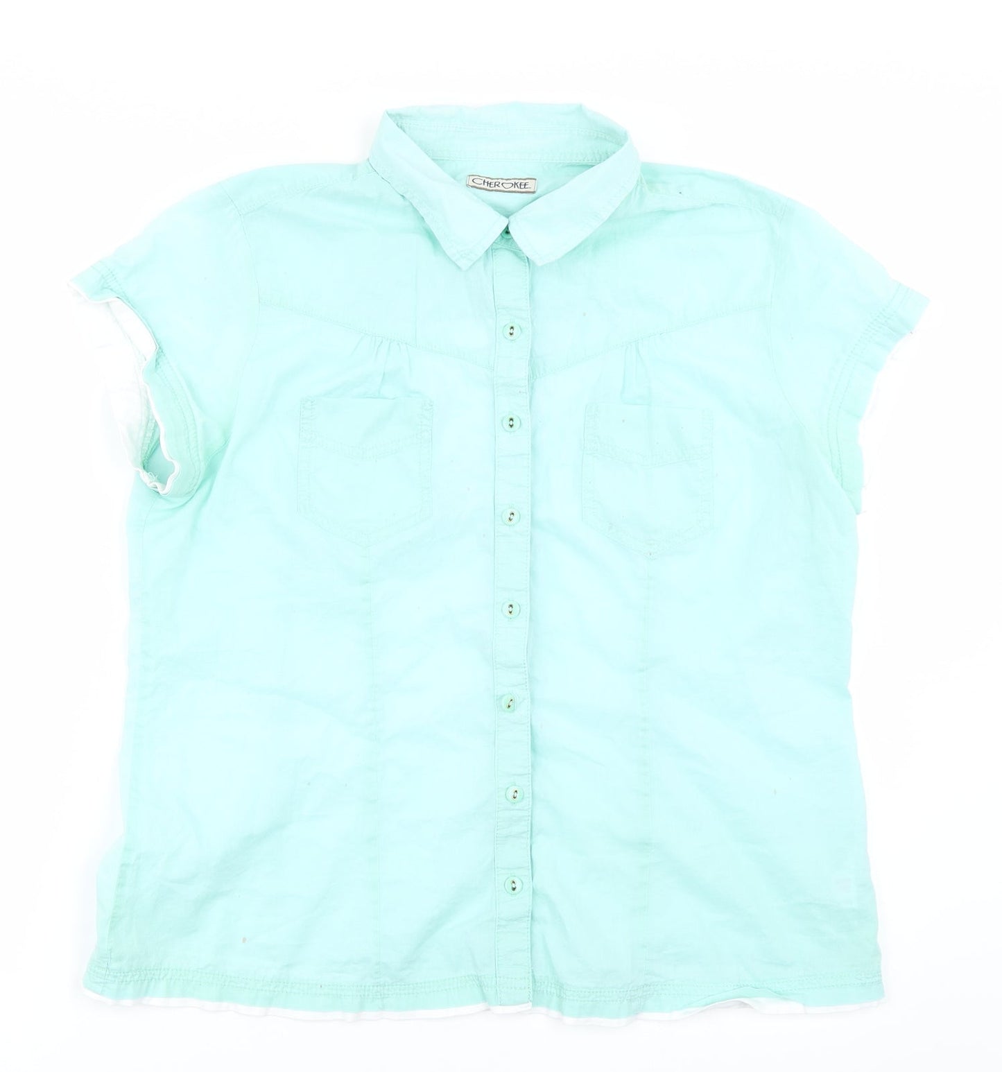 Cherokee Womens Blue   Basic Button-Up Size 16