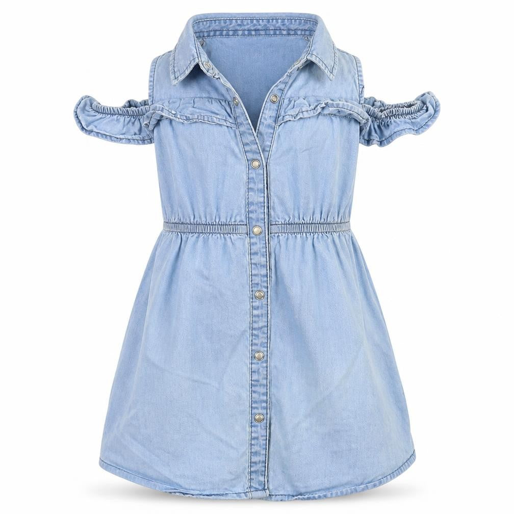 Denim & Co. Girls Blue   Basic Button-Up Size 6-7 Years