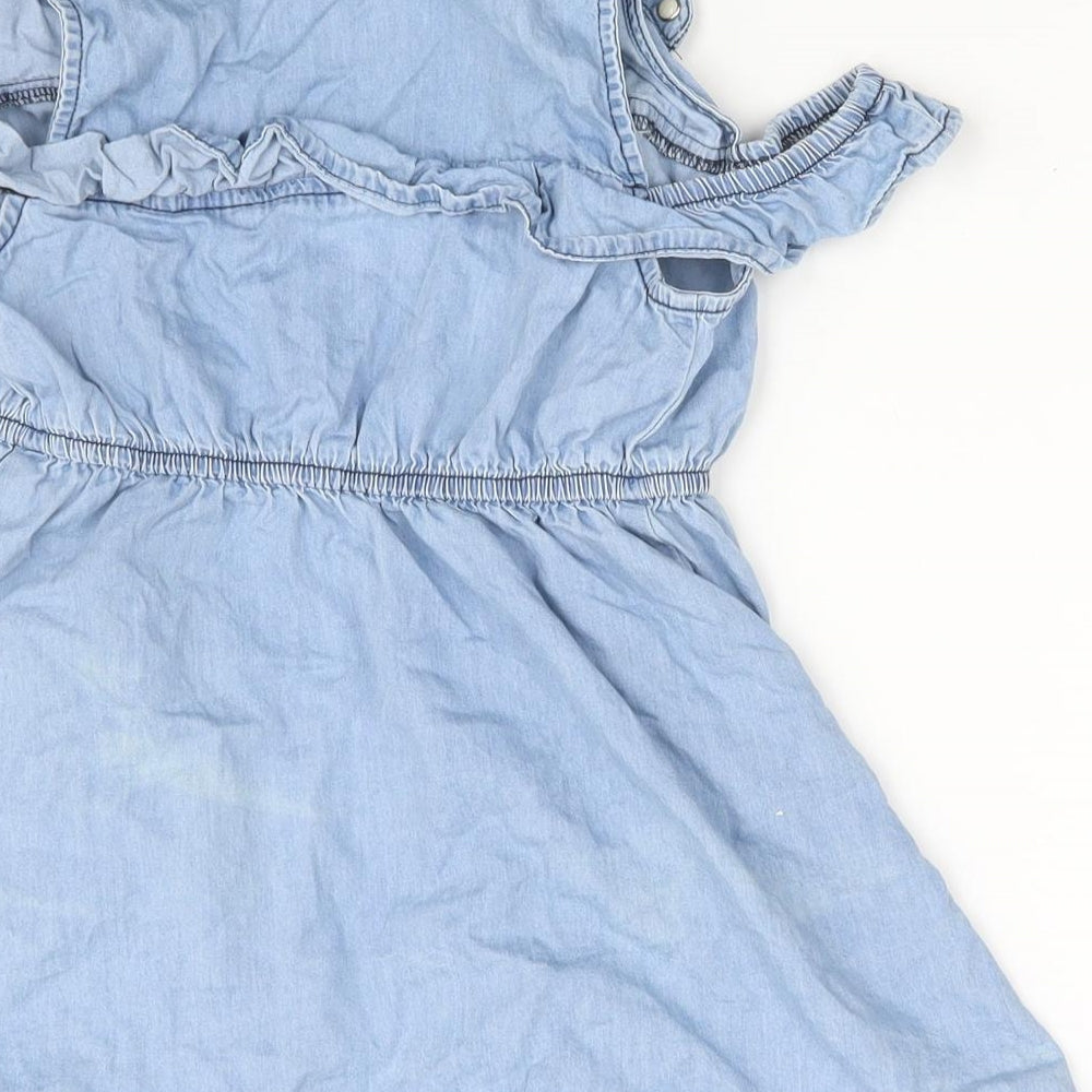 Denim & Co. Girls Blue   Basic Button-Up Size 6-7 Years