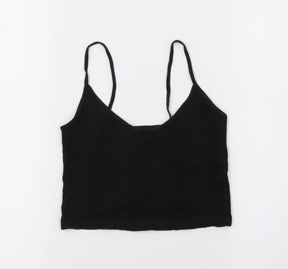 Front view of Atmosphere women’s black jersey basic t-shirt, size UK 10
