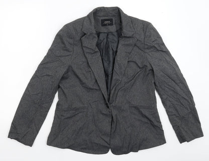 Additional front view of Papaya women’s grey striped jacket suit jacket, size UK 16