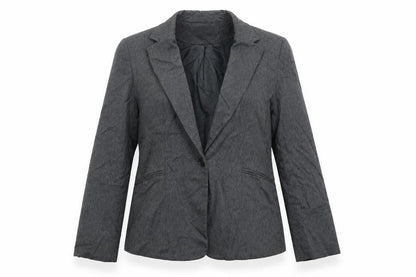 Front view of Papaya women’s grey striped jacket suit jacket, size UK 16