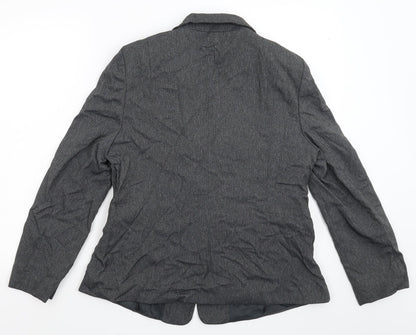 Back view of Papaya women’s grey striped jacket suit jacket, size UK 16