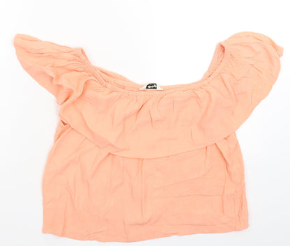 Additional front view of Miss Selfridge women’s orange basic t-shirt, size UK 10