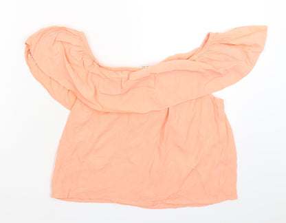 Back view of Miss Selfridge women’s orange basic t-shirt, size UK 10