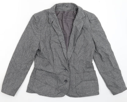 Preworn Womens Grey Houndstooth  Jacket Blazer Size 12