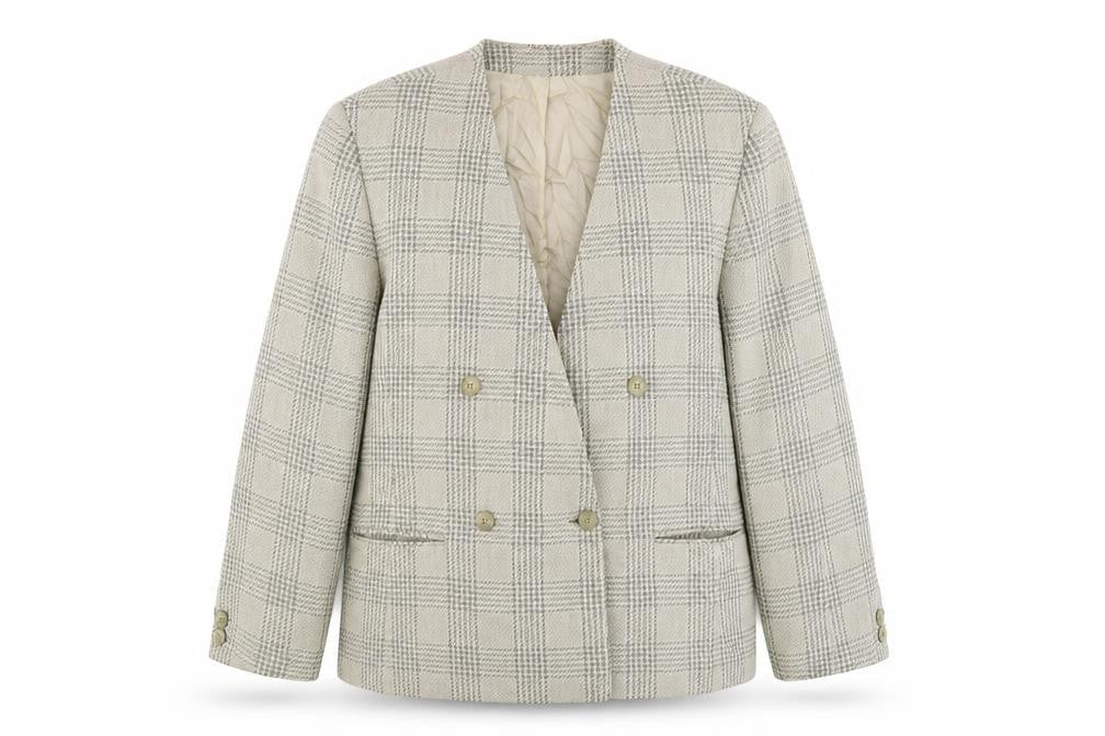 St Michael Womens Beige Check  Jacket Suit Jacket Size 14