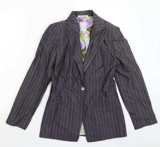 Luis Civit Womens Grey Striped  Jacket Suit Jacket Size 8