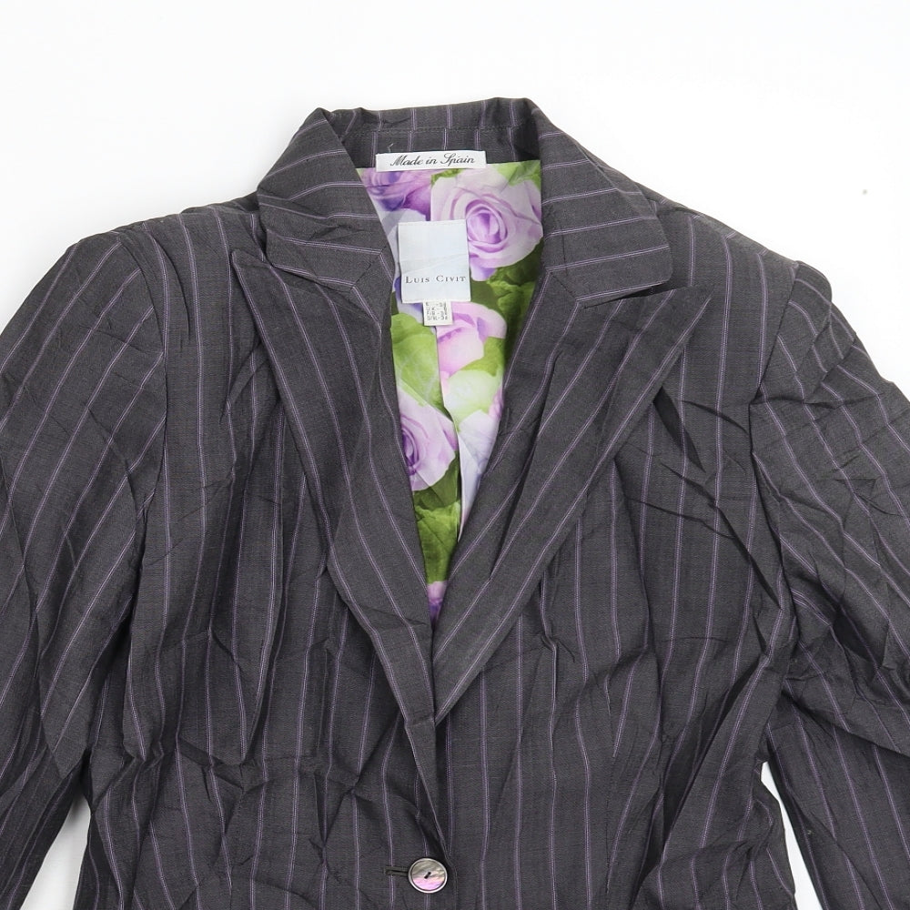 Luis Civit Womens Grey Striped  Jacket Suit Jacket Size 8