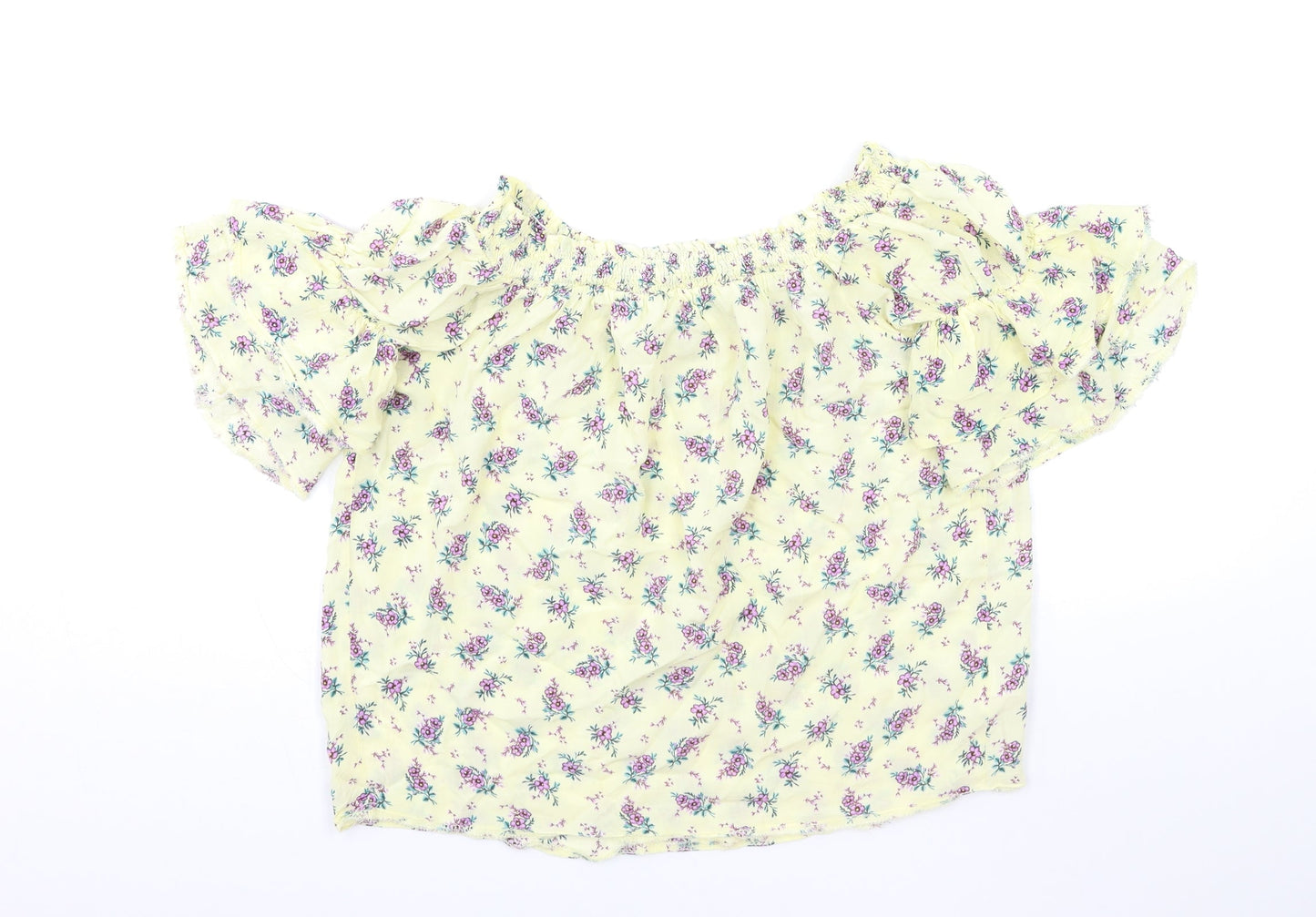 New Look Womens Yellow Floral  Basic Blouse Size 10