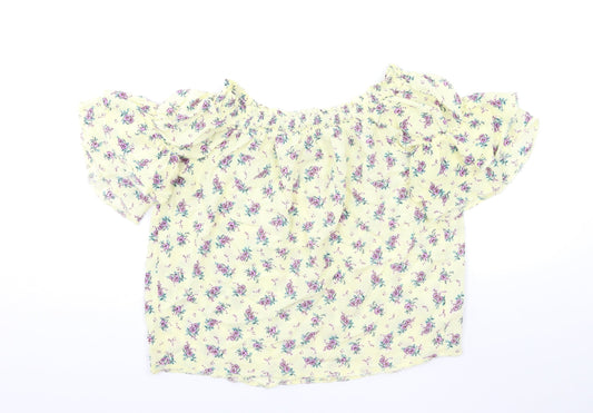New Look Womens Yellow Floral  Basic Blouse Size 10