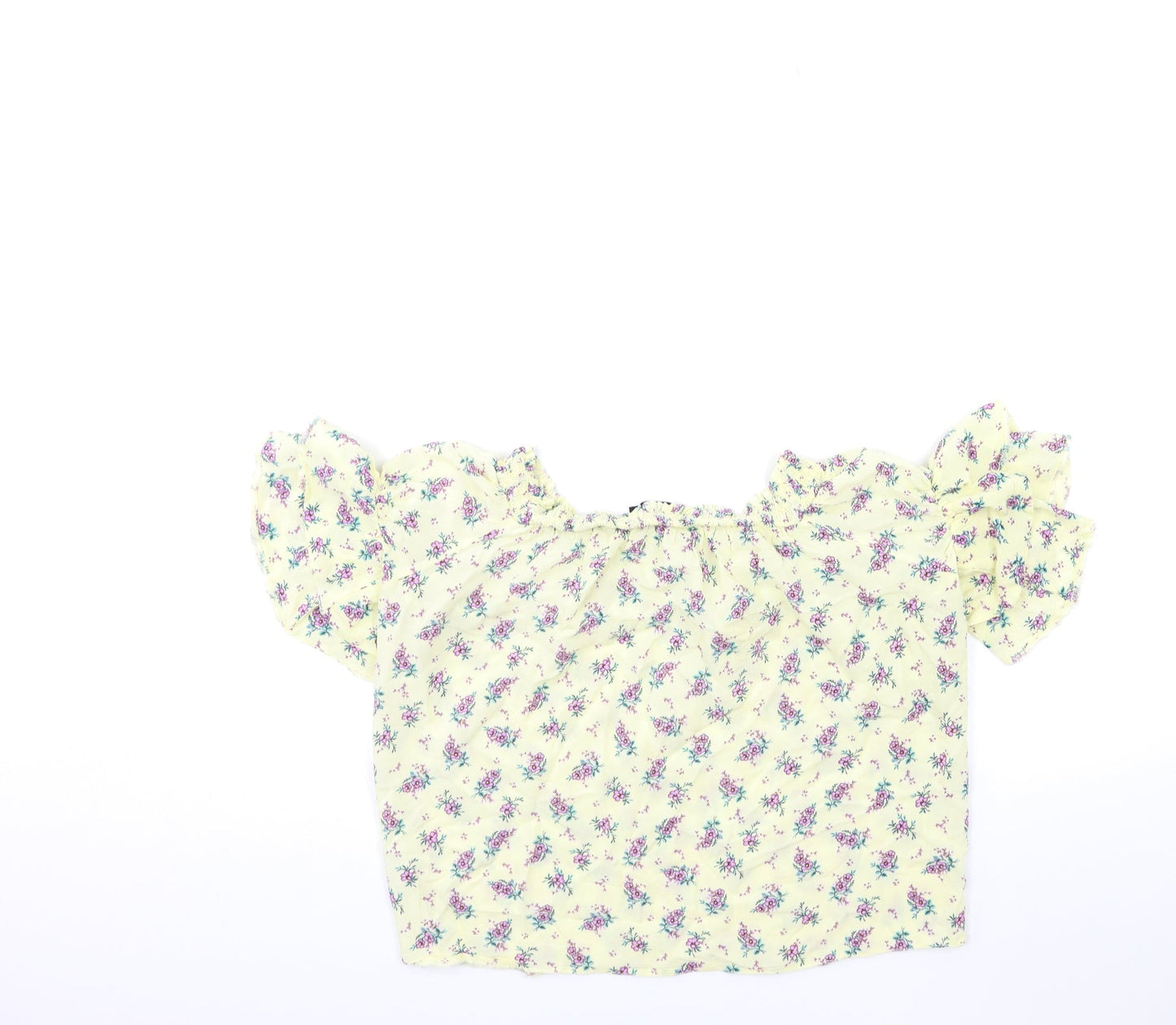 New Look Womens Yellow Floral  Basic Blouse Size 10