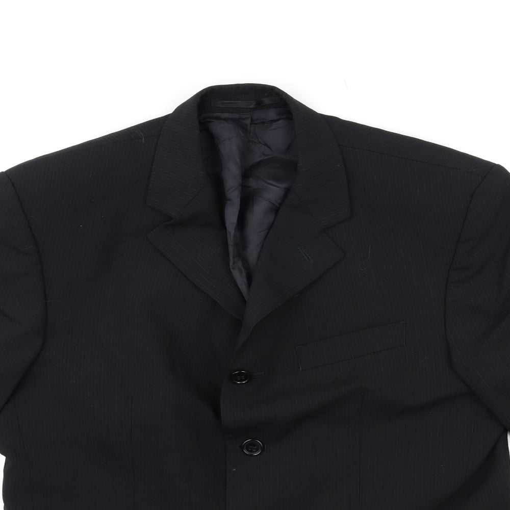 Johnathan Adams Mens Black Striped  Jacket Suit Size 38