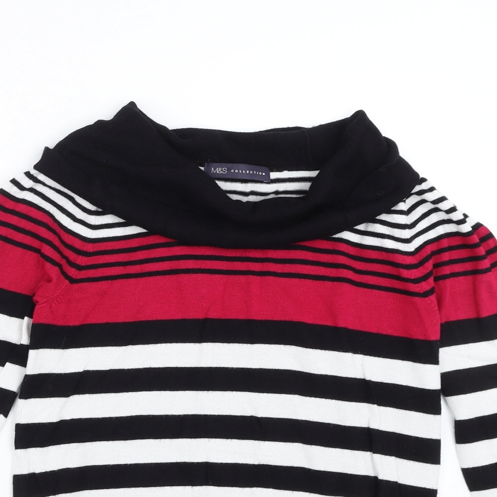 Marks and Spencer Womens Black Striped  Pullover Jumper Size 10