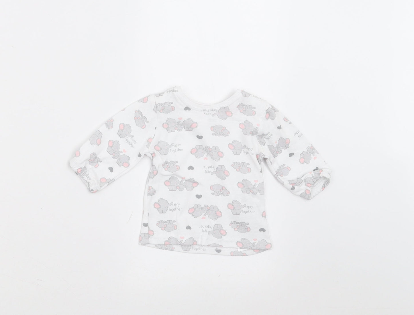 Ergee Girls White   Basic T-Shirt Size 0-3 Months  - Elephant Print