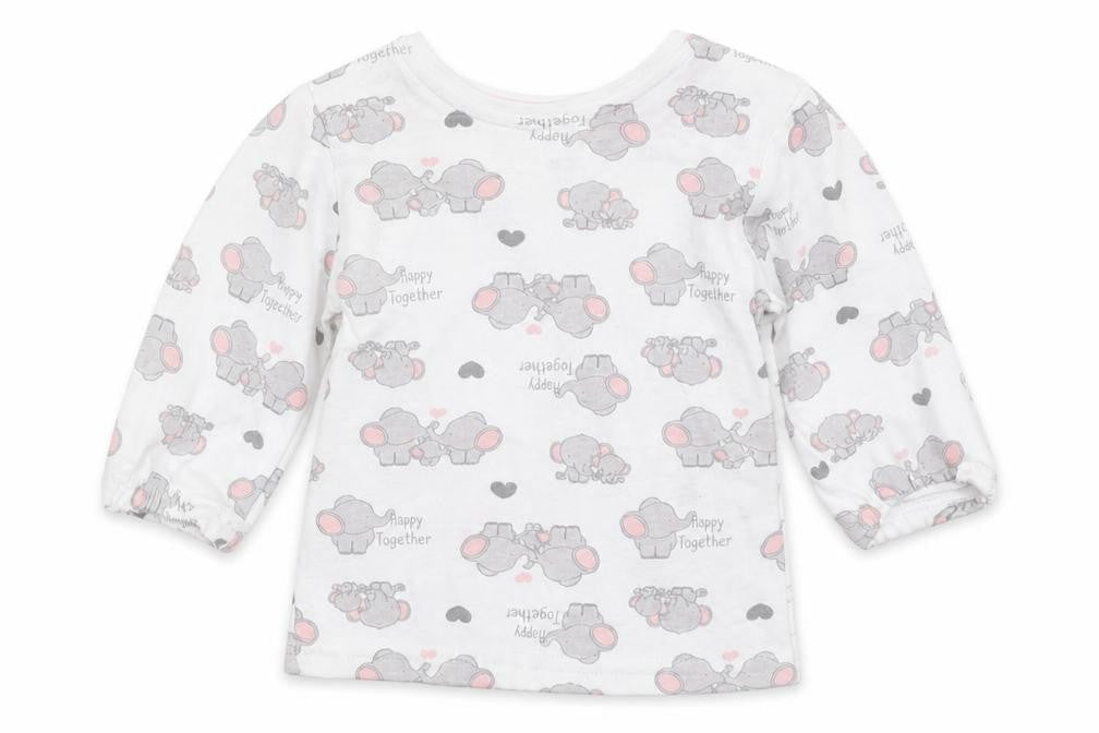 Ergee Girls White   Basic T-Shirt Size 0-3 Months  - Elephant Print
