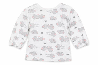 Front view of Ergee girls’ white basic t-shirt, size 0-3, months - elephant print