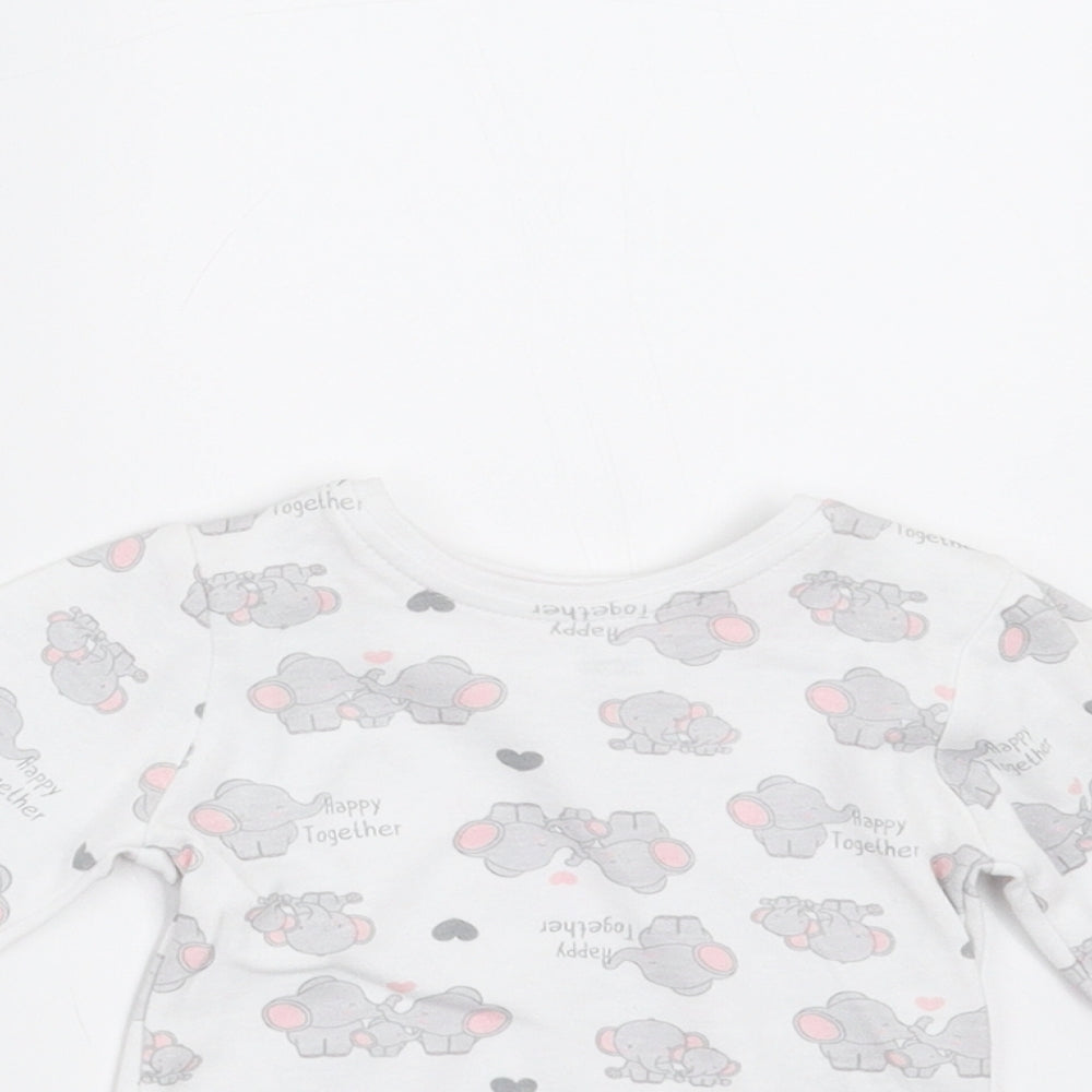 Ergee Girls White   Basic T-Shirt Size 0-3 Months  - Elephant Print
