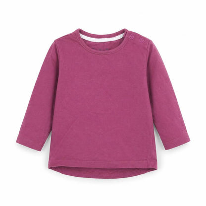 Front view of F&F girls’ purple basic t-shirt, size 3-6, months