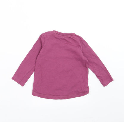 Back view of F&F girls’ purple basic t-shirt, size 3-6, months