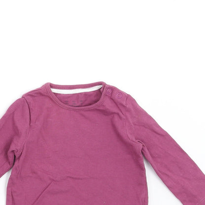 Close-up detail of F&F girls’ purple basic t-shirt, size 3-6, months