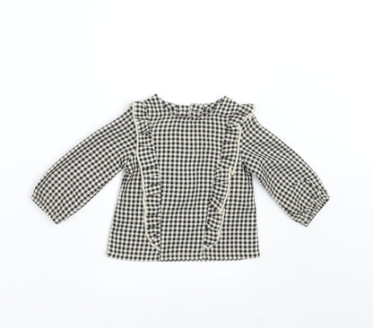 Additional front view of Primark girls’ black check basic blouse, size 3-6, months