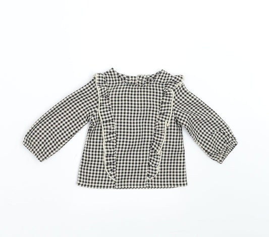 Primark Girls Black Check  Basic Blouse Size 3-6 Months