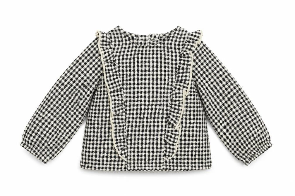 Primark Girls Black Check  Basic Blouse Size 3-6 Months