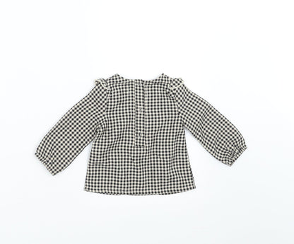 Back view of Primark girls’ black check basic blouse, size 3-6, months
