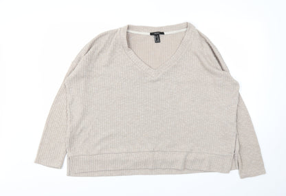 Preloved FOREVER 21 Womens Beige   Pullover Jumper Size M - Front