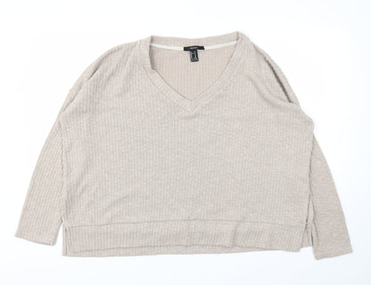 Preloved FOREVER 21 Womens Beige   Pullover Jumper Size M - Back