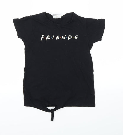 Additional front view of FRIENDS girls’ black basic t-shirt, size 7-8, years