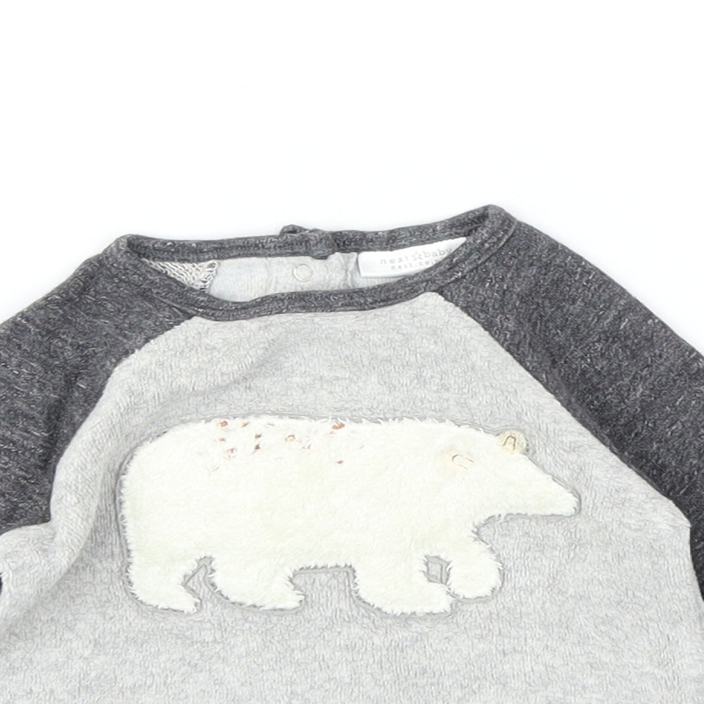 NEXT Boys Grey Animal Print  Pullover Jumper Size 0-3 Months
