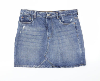 Additional front view of Red Herring women’s blue a-line skirt, size UK 12